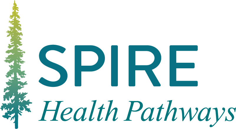 Spire Health Pathways logo, a tall conifer pointing to the sky next to the company name.